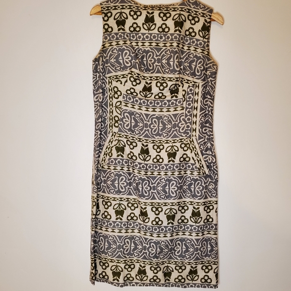 Tropical Escape Googie 60s Cream Sky and Forest Green Graphic Printed Dress - Picture 7 of 16